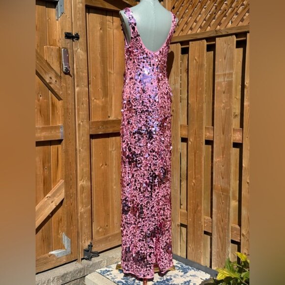🆕 SIMKHAI 🧿 NWOT Bex Sequined Embellished Maxi Dress, Sorbet Pink - Sz US 6 - Picture 6 of 13